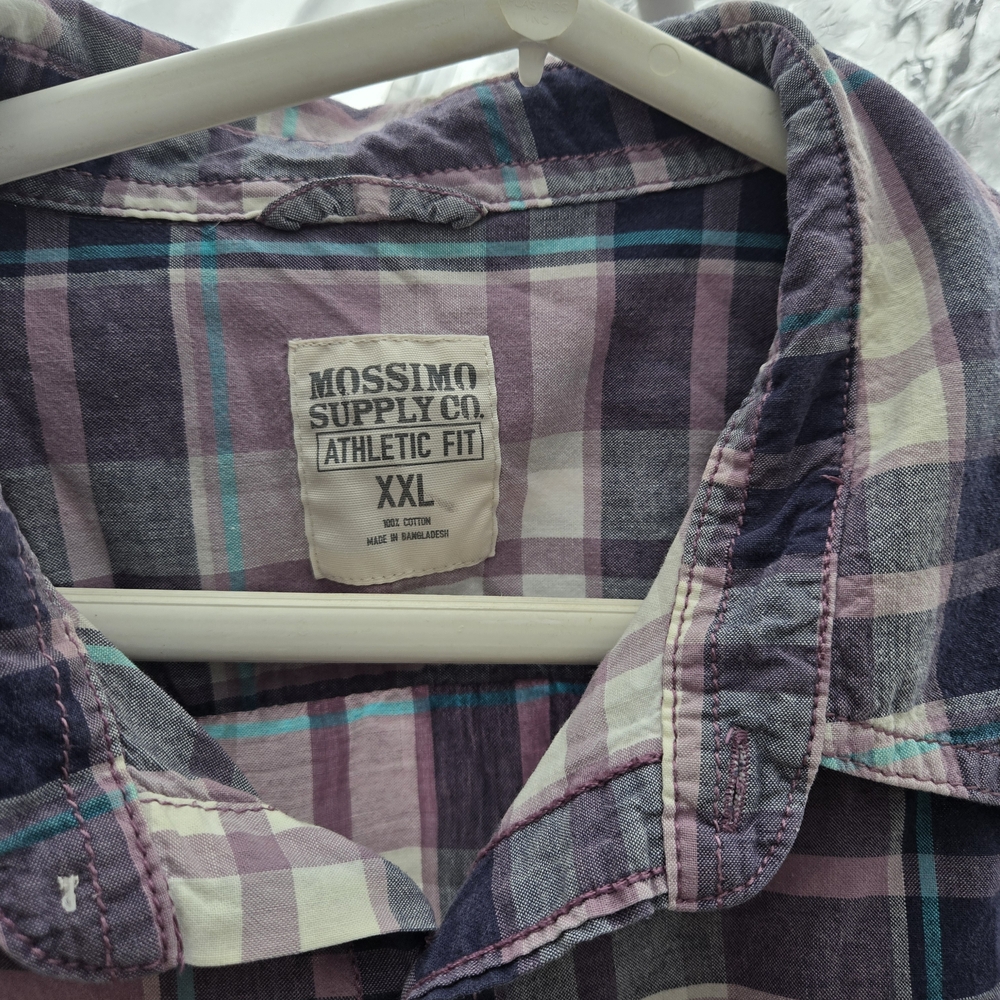 Mossimo Supply Co. Purple Plaid Short-Sleeve Button-Up Shirt - Picture 2 of 8